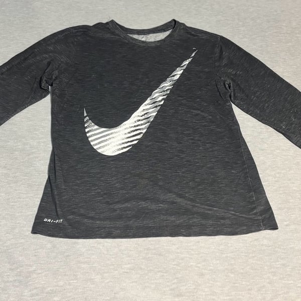Nike Tee Dri-Fit Big Swoosh Long Sleeve Athletic Shirt - has staining