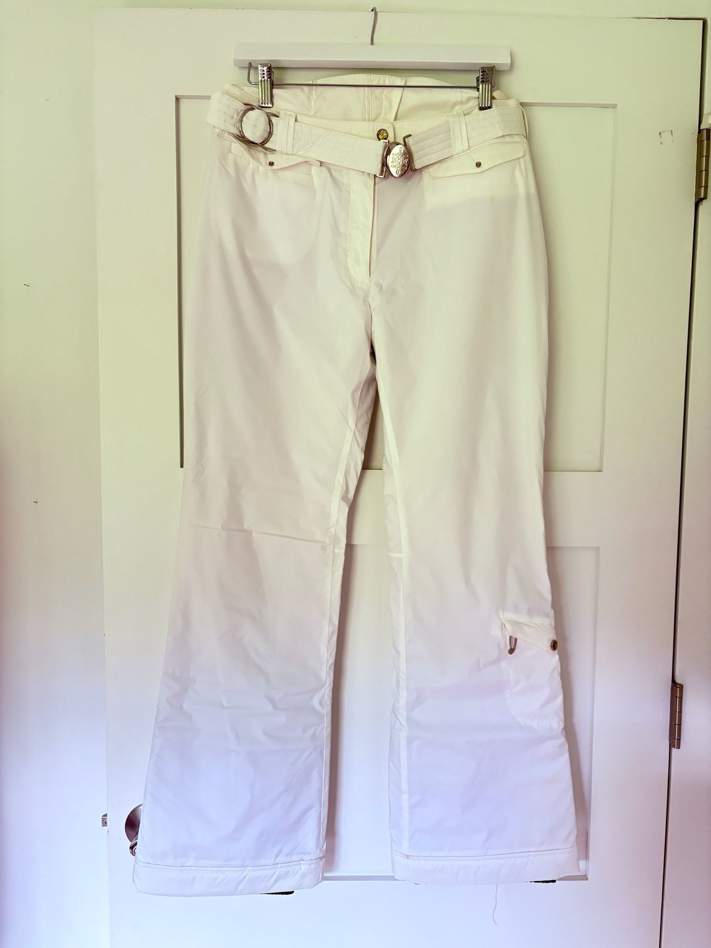 Metropolis Desire White Insulated Snow Ski Pants with Belt Ladies Size 8 2