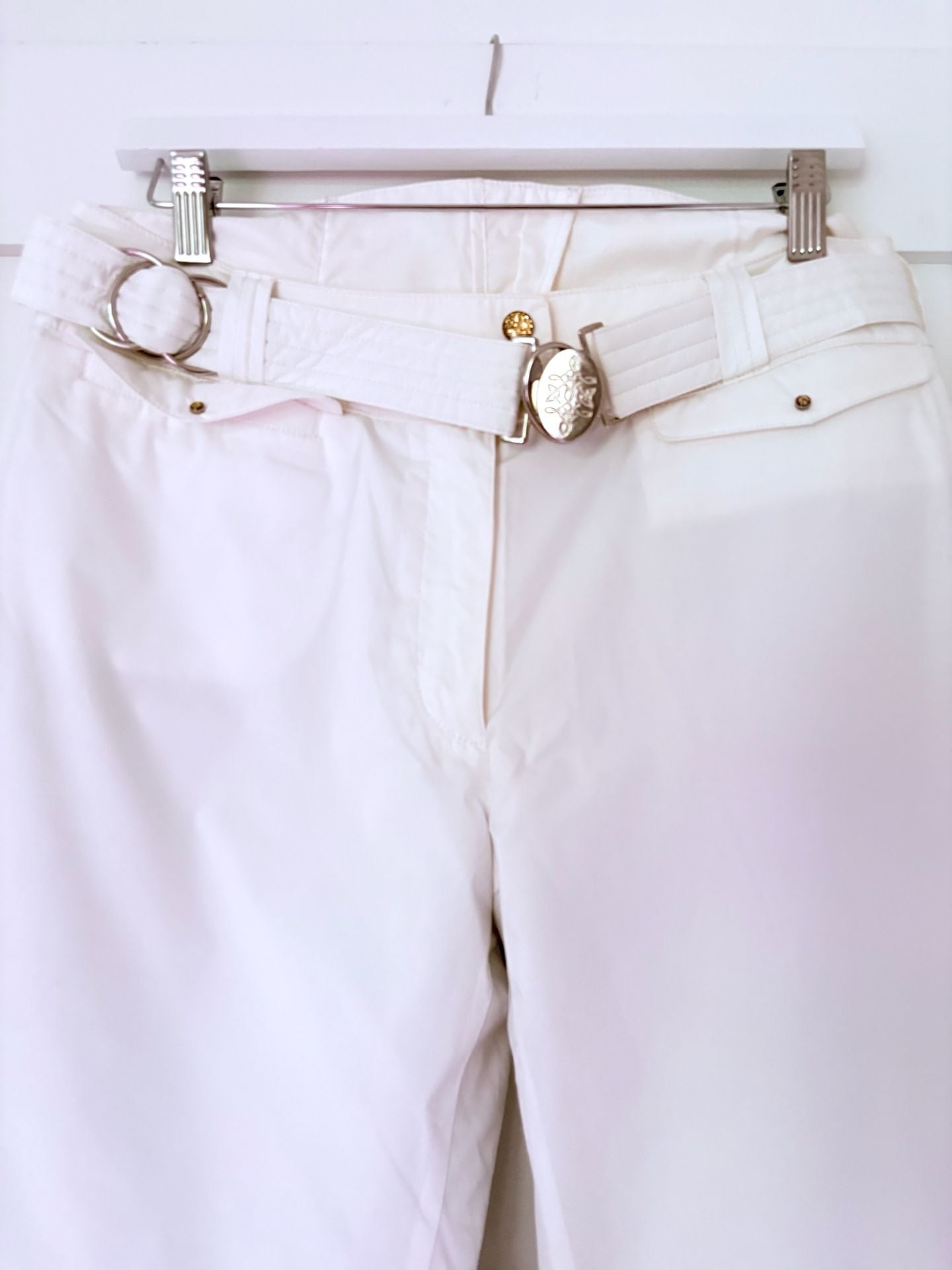 Metropolis Desire White Insulated Snow Ski Pants with Belt Ladies Size 8 4