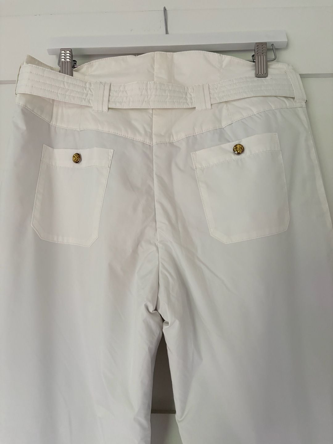 Metropolis Desire White Insulated Snow Ski Pants with Belt Ladies Size 8 5