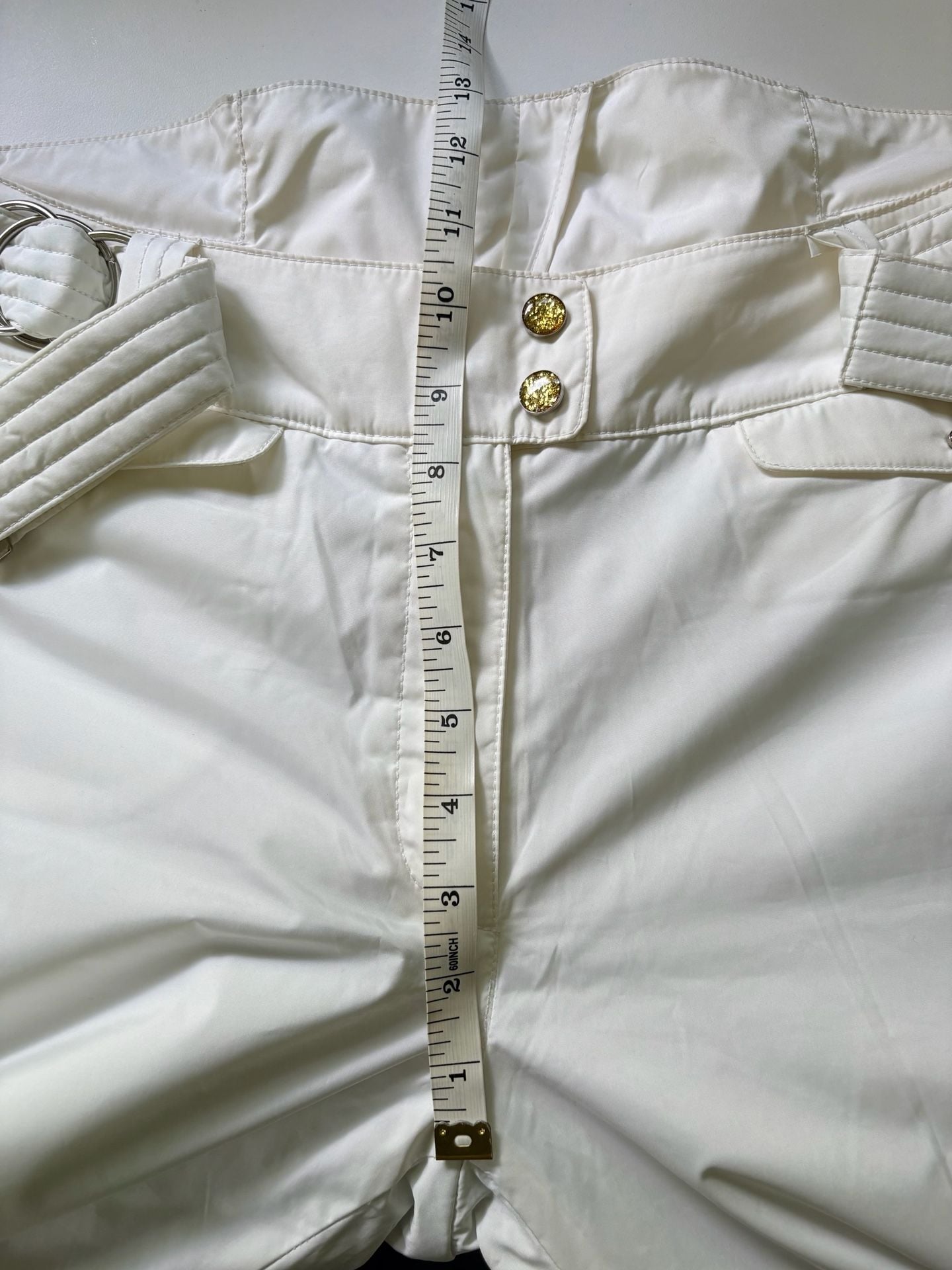 Metropolis Desire White Insulated Snow Ski Pants with Belt Ladies Size 8 6