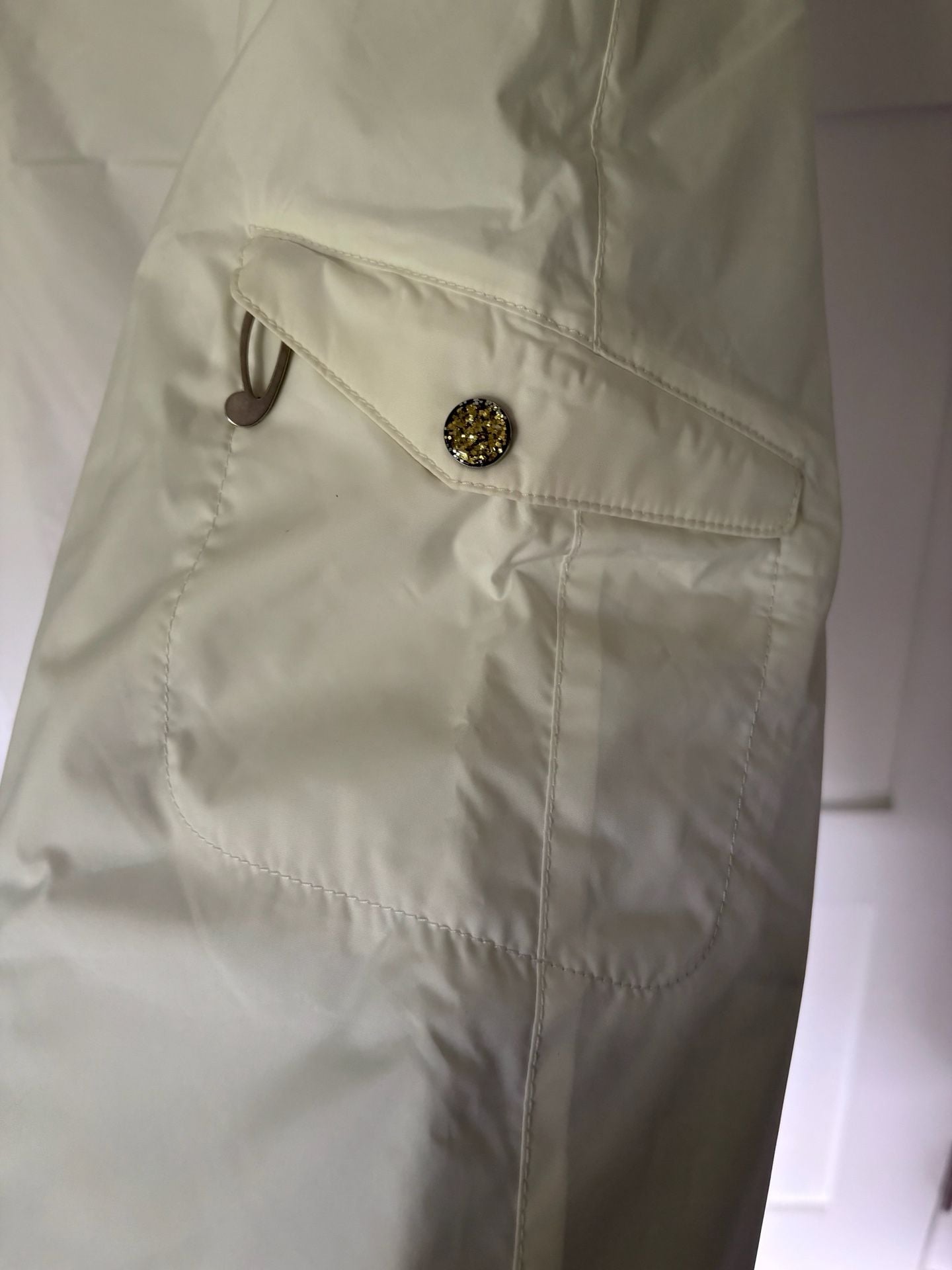 Metropolis Desire White Insulated Snow Ski Pants with Belt Ladies Size 8 14