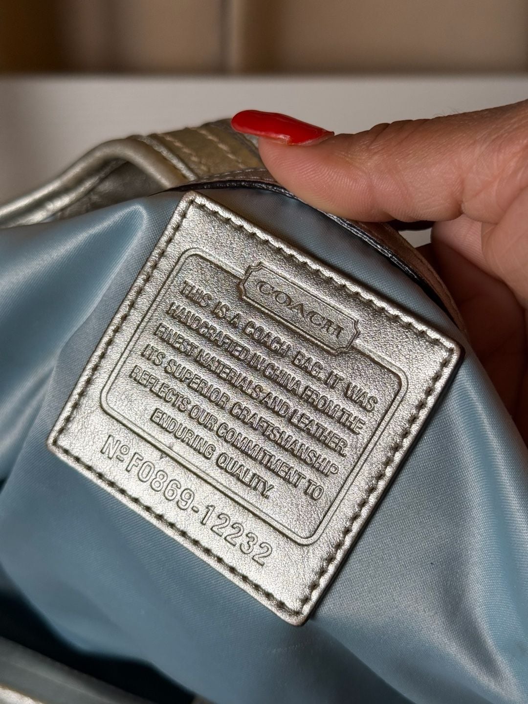 Coach Signature C Pleated Kisslock Shoulder Bag Brown Silver 8