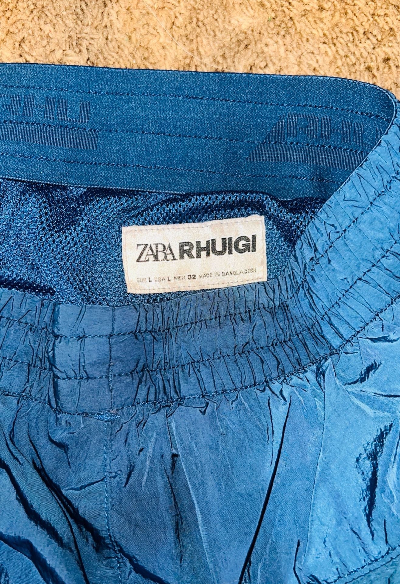 Zara x Rhuigi RHU Limited Edition Cargo Pocket Nylon Shorts Blue Mens Size L 7