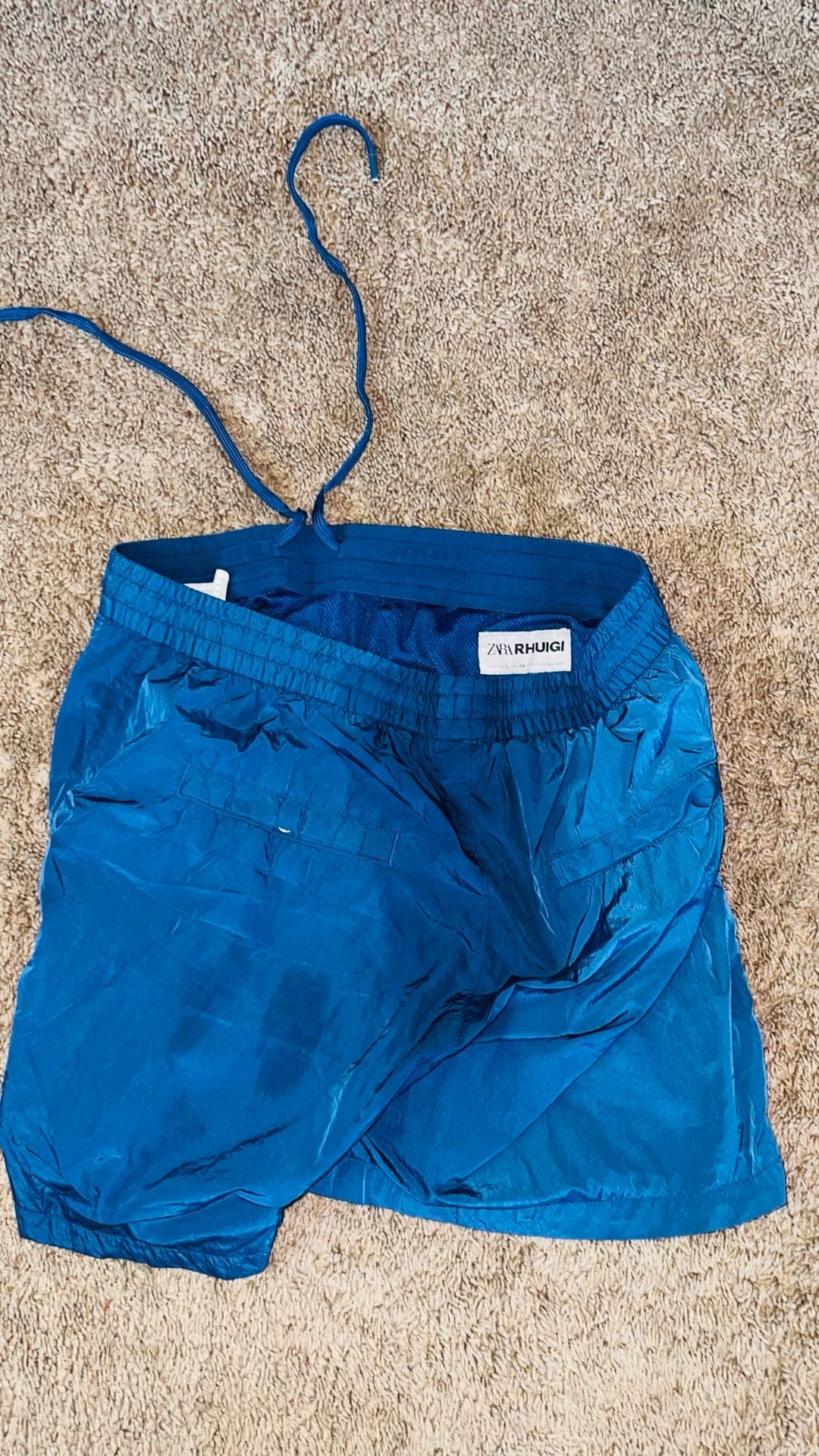 Zara x Rhuigi RHU Limited Edition Cargo Pocket Nylon Shorts Blue Mens Size L 9