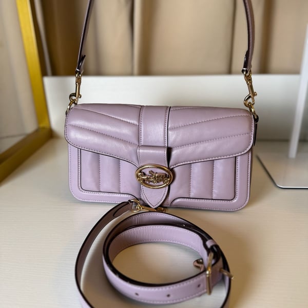 Coach Georgie Quilted Shoulder Crossbody Bag Lavender Leather