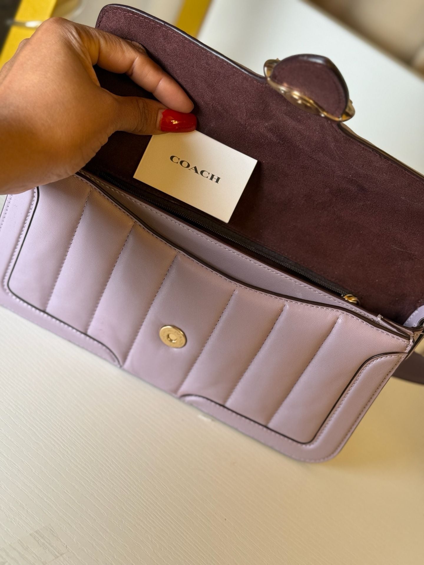 Coach Georgie Quilted Shoulder Crossbody Bag Lavender Leather 8