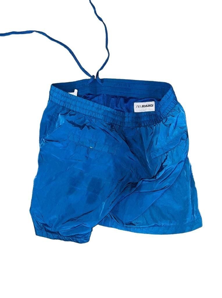 Zara x Rhuigi RHU Limited Edition Cargo Pocket Nylon Shorts Blue Mens Size L 4