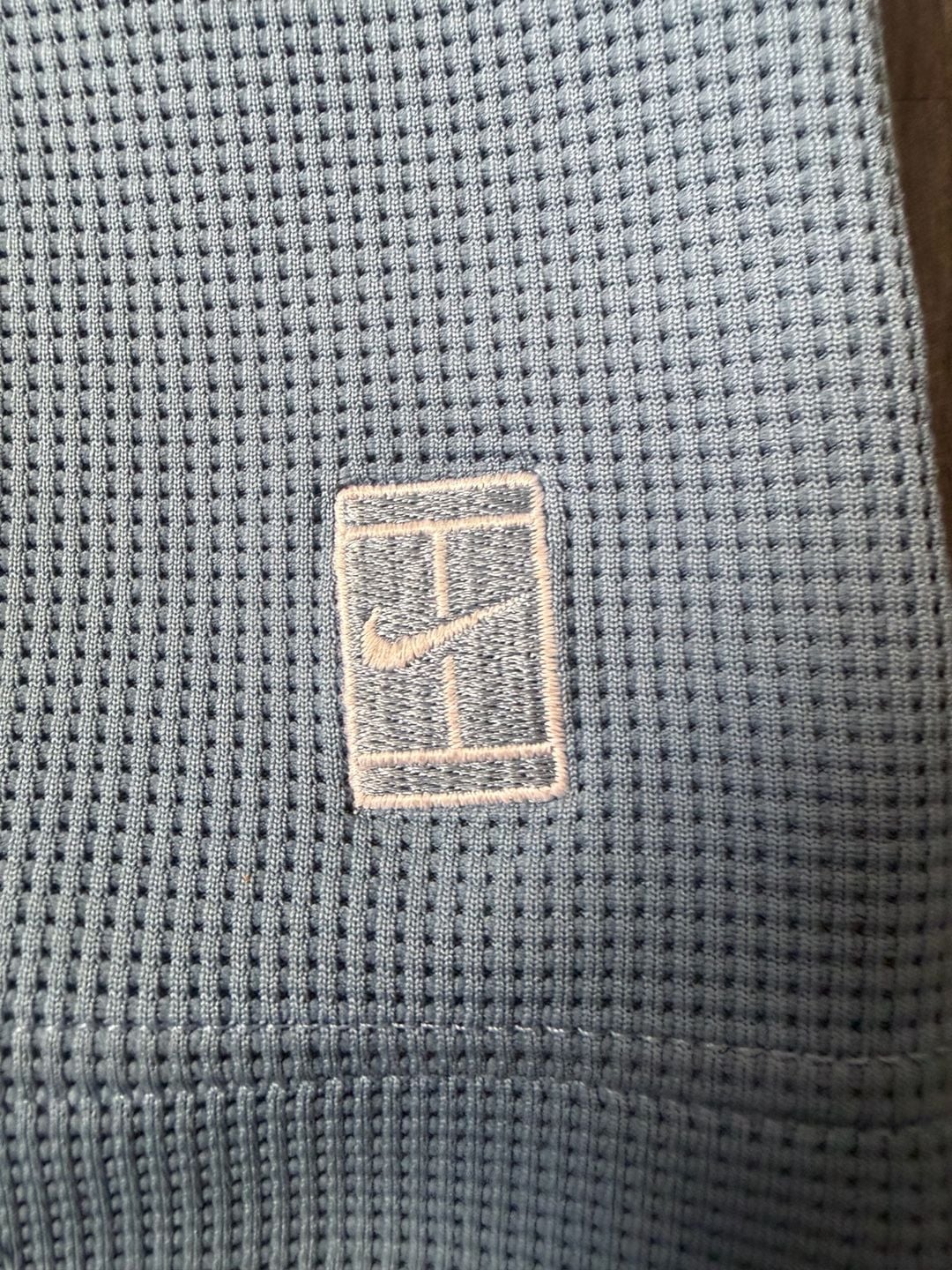 Nike Tennis Court Dri-Fit Waffle Knit Polo Shirt Men's Size Large Light Blue 7