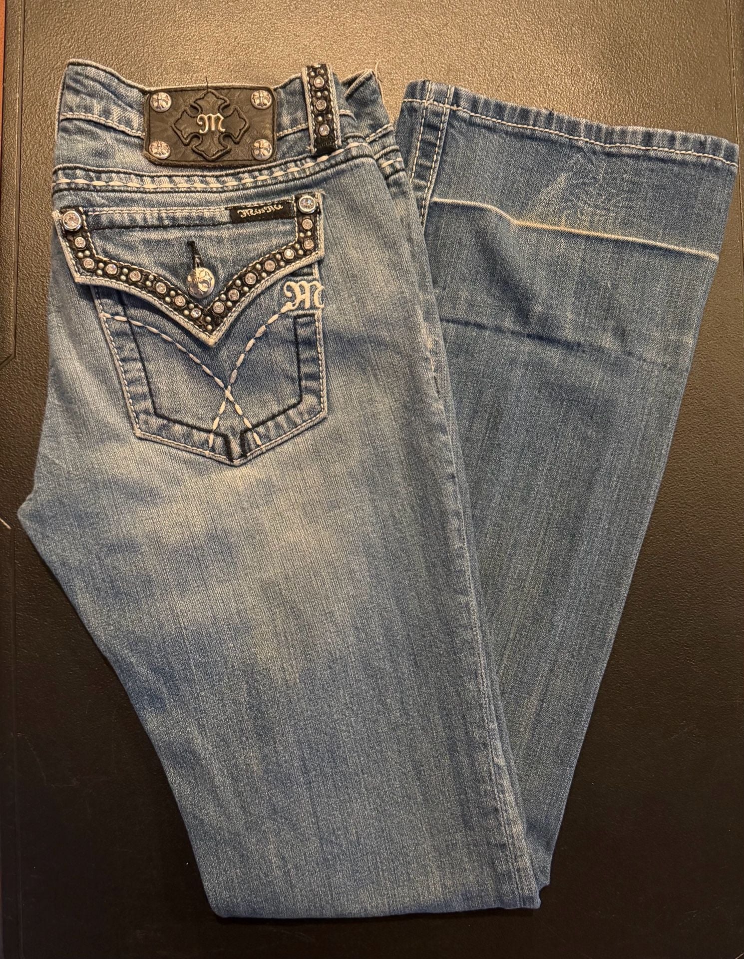 Miss Me Bootcut Stretch Studded Medium Wash Jeans Size 29 JW5087B5 1