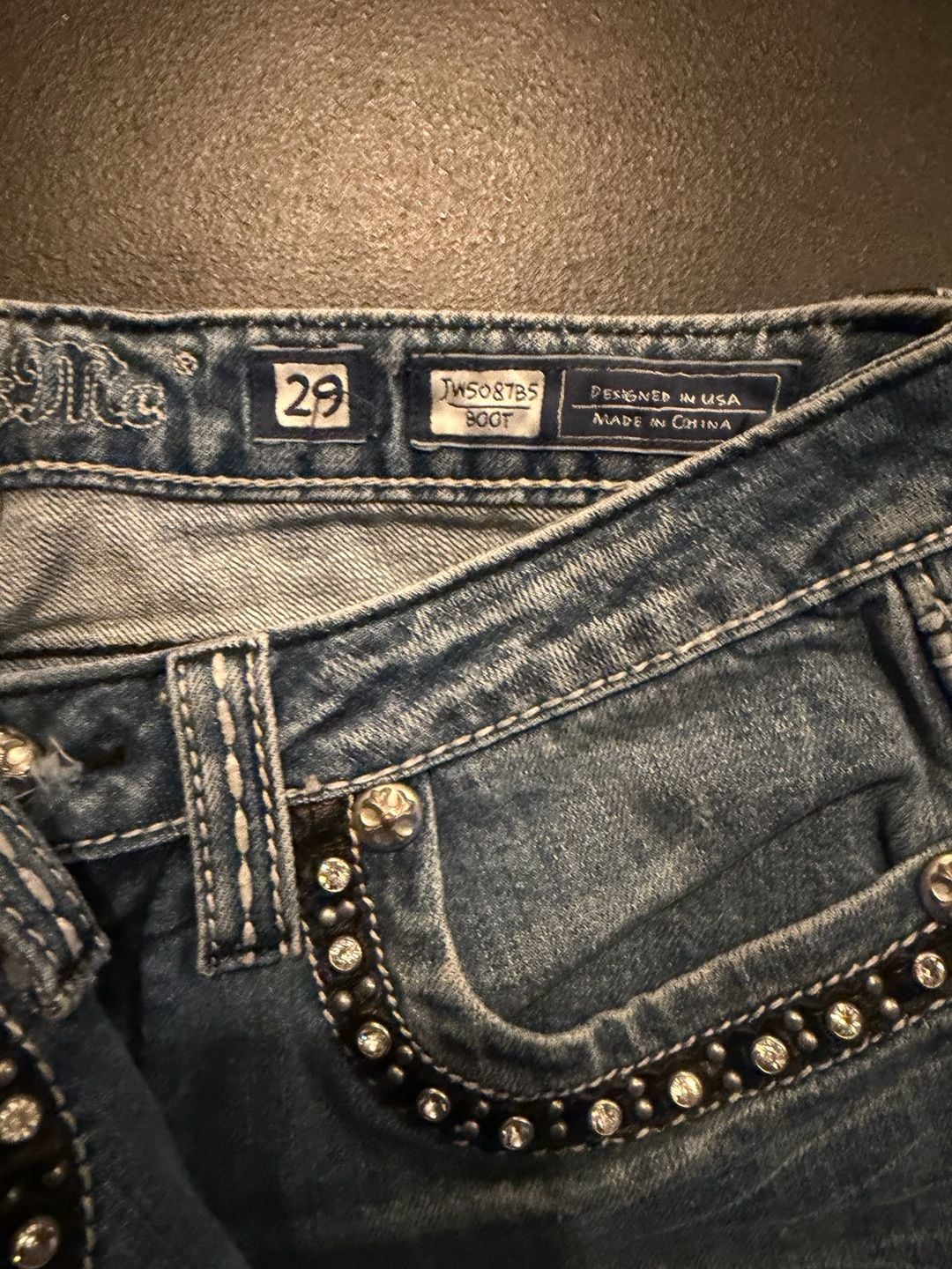 Miss Me Bootcut Stretch Studded Medium Wash Jeans Size 29 JW5087B5 2