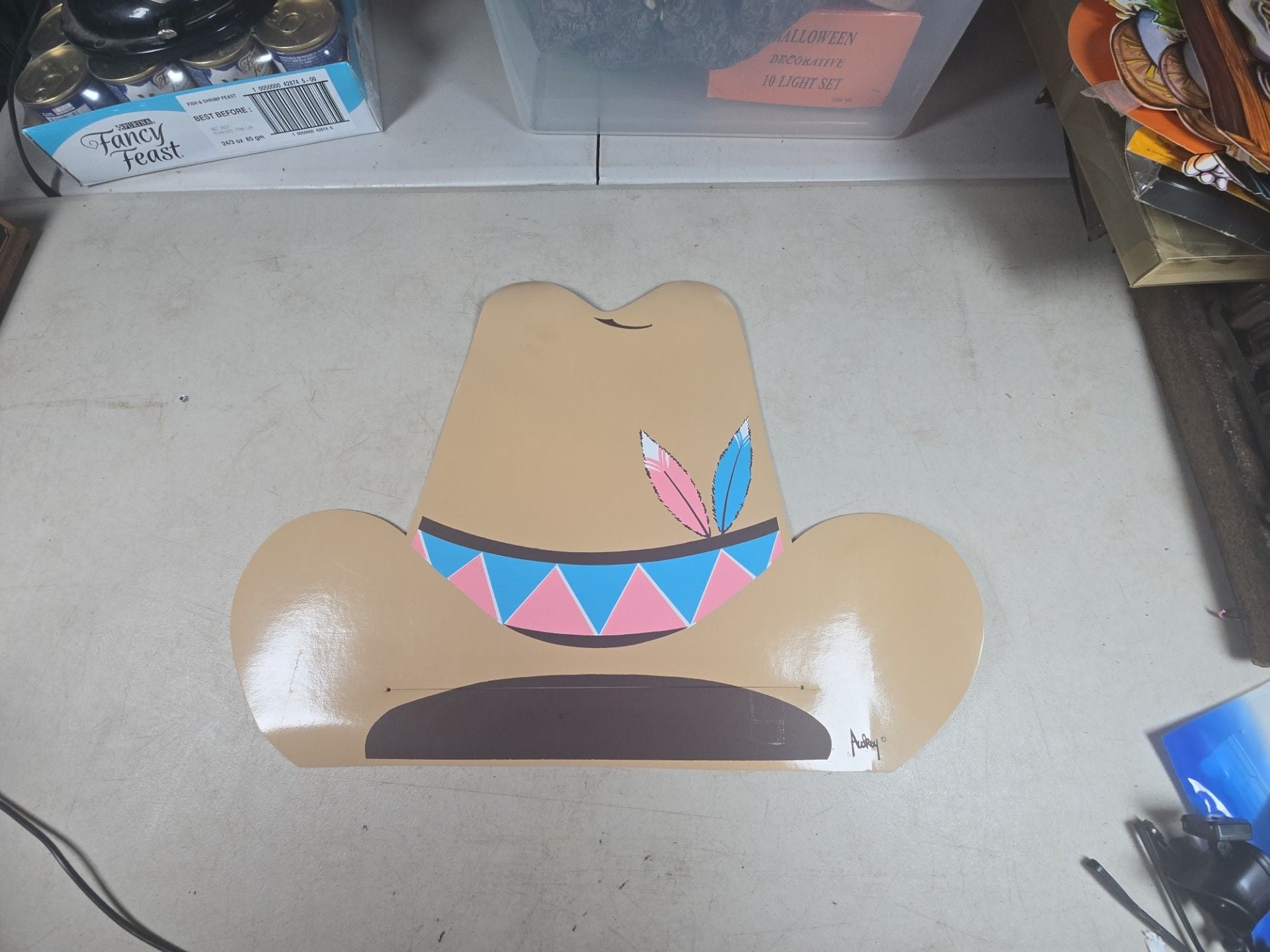 Vintage Audrey Fire Helmet, Cowboy Hat, Headdress Die-Cut Placemat hats Set 10