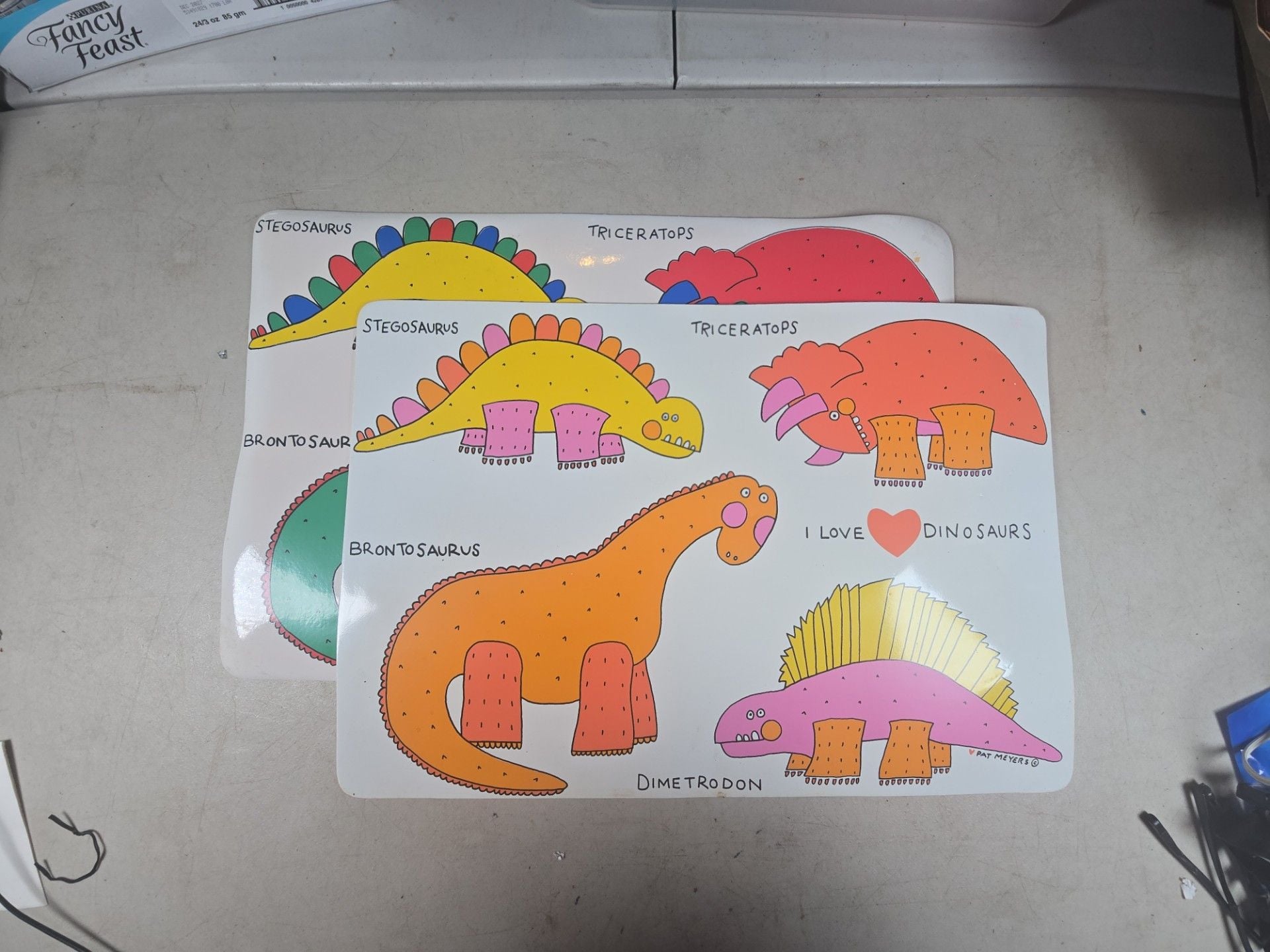 Vintage Pat Meyers I Love Dinosaurs Plastic Placemat 1