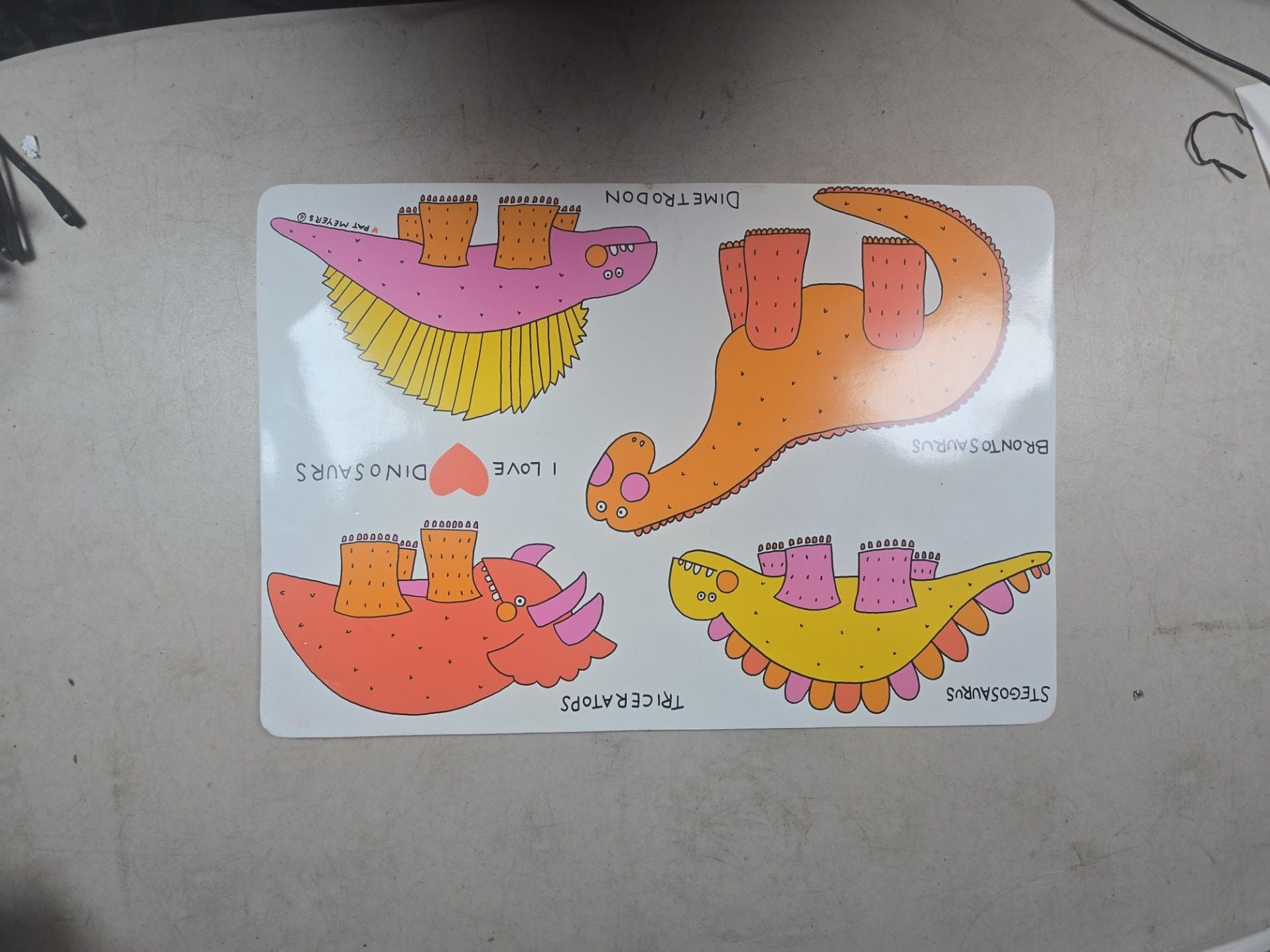Vintage Pat Meyers I Love Dinosaurs Plastic Placemat 3
