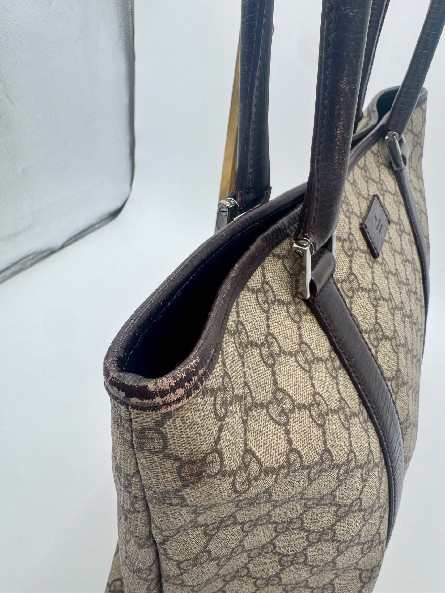 Gucci GG Supreme Joy Tote Large Beige Brown Monogram Shoulder Bag 114288 5