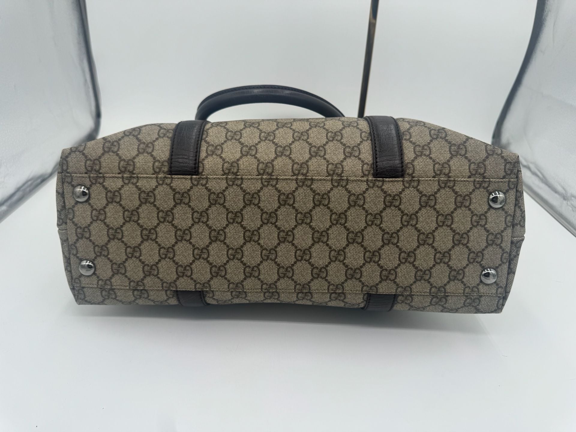 Gucci GG Supreme Joy Tote Large Beige Brown Monogram Shoulder Bag 114288 12