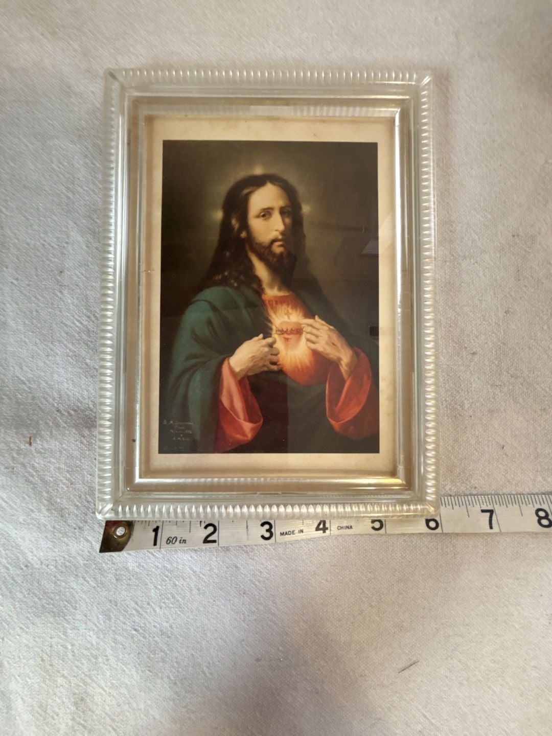 Vintage Framed Sacred Heart of Jesus Print by Jose Maria Ibarraran Ponce 2
