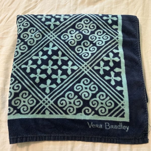 Vera Bradley Blue and Light Blue Patterned 100% Cotton Beach Towel