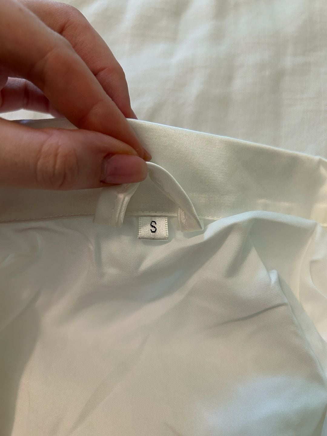 White Satin Feather Trim Long Sleeve Button Down Pajama Set Size S 2