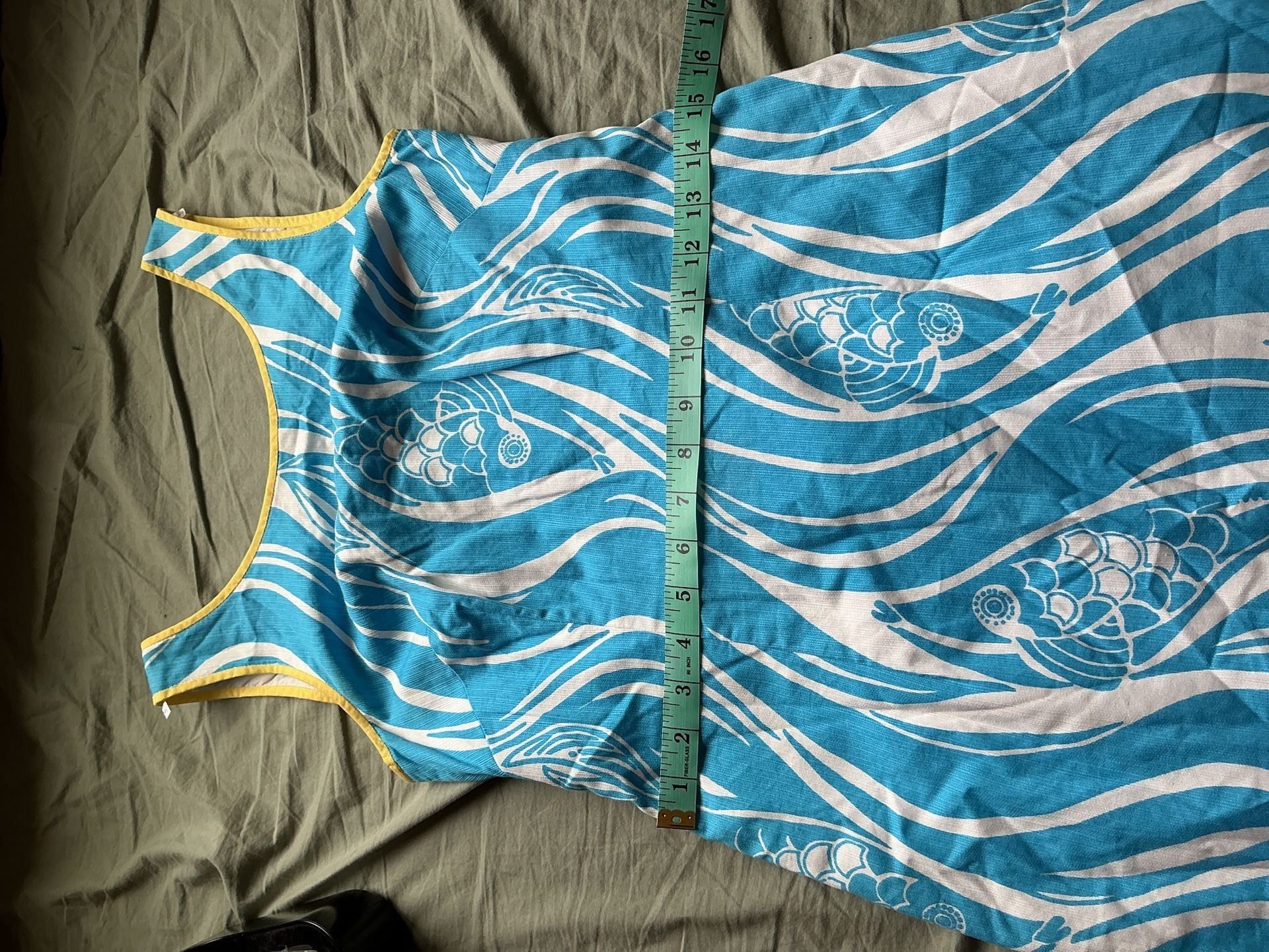 Lilly Pulitzer Delia Shift Dress Joe Fish Print W2 Blue/White 8