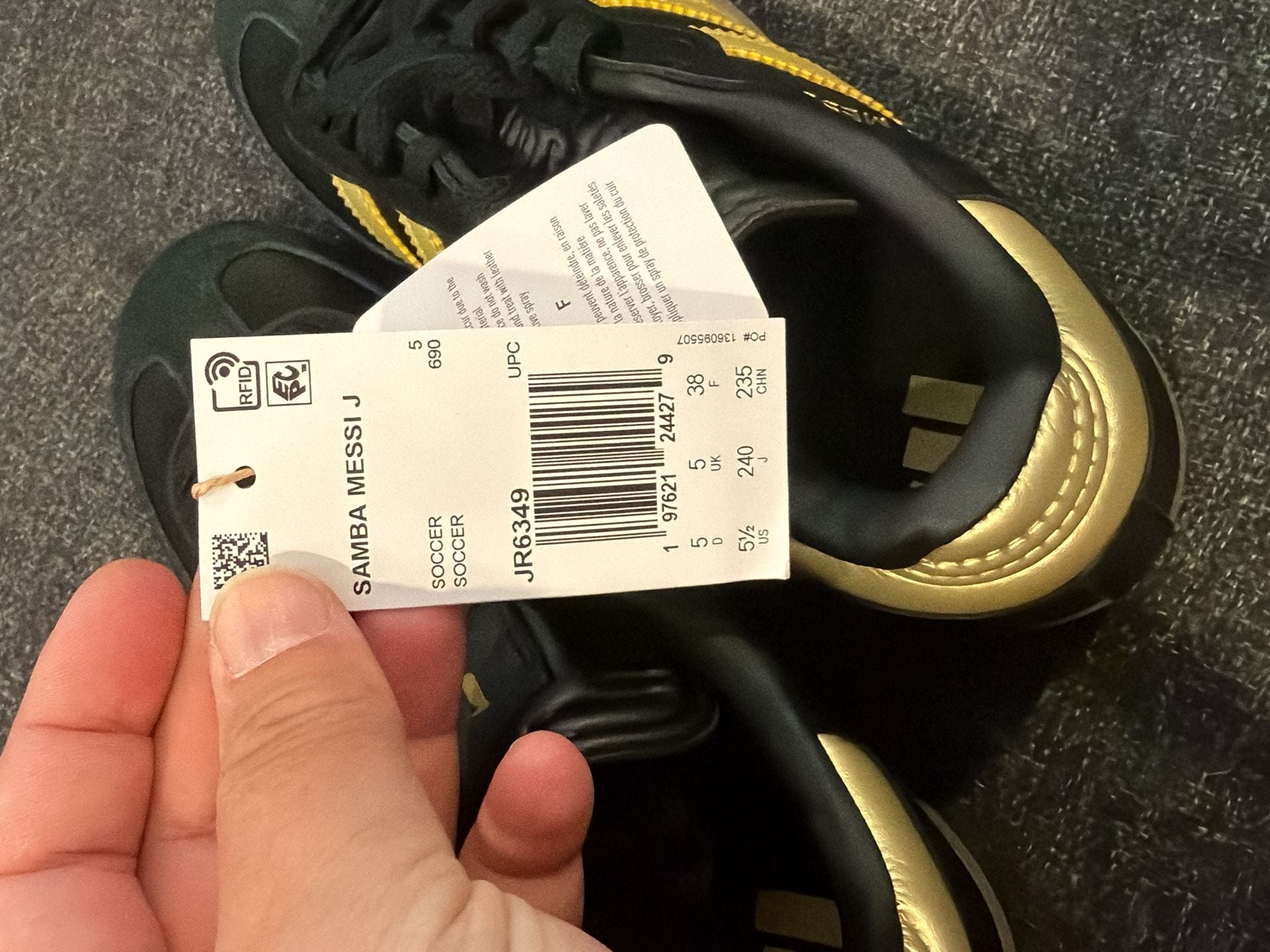 5.5Y / 6.5W - Adidas Lionel Messi x Samba 'Triunfo Dorado' Black Gold Sneakers 8