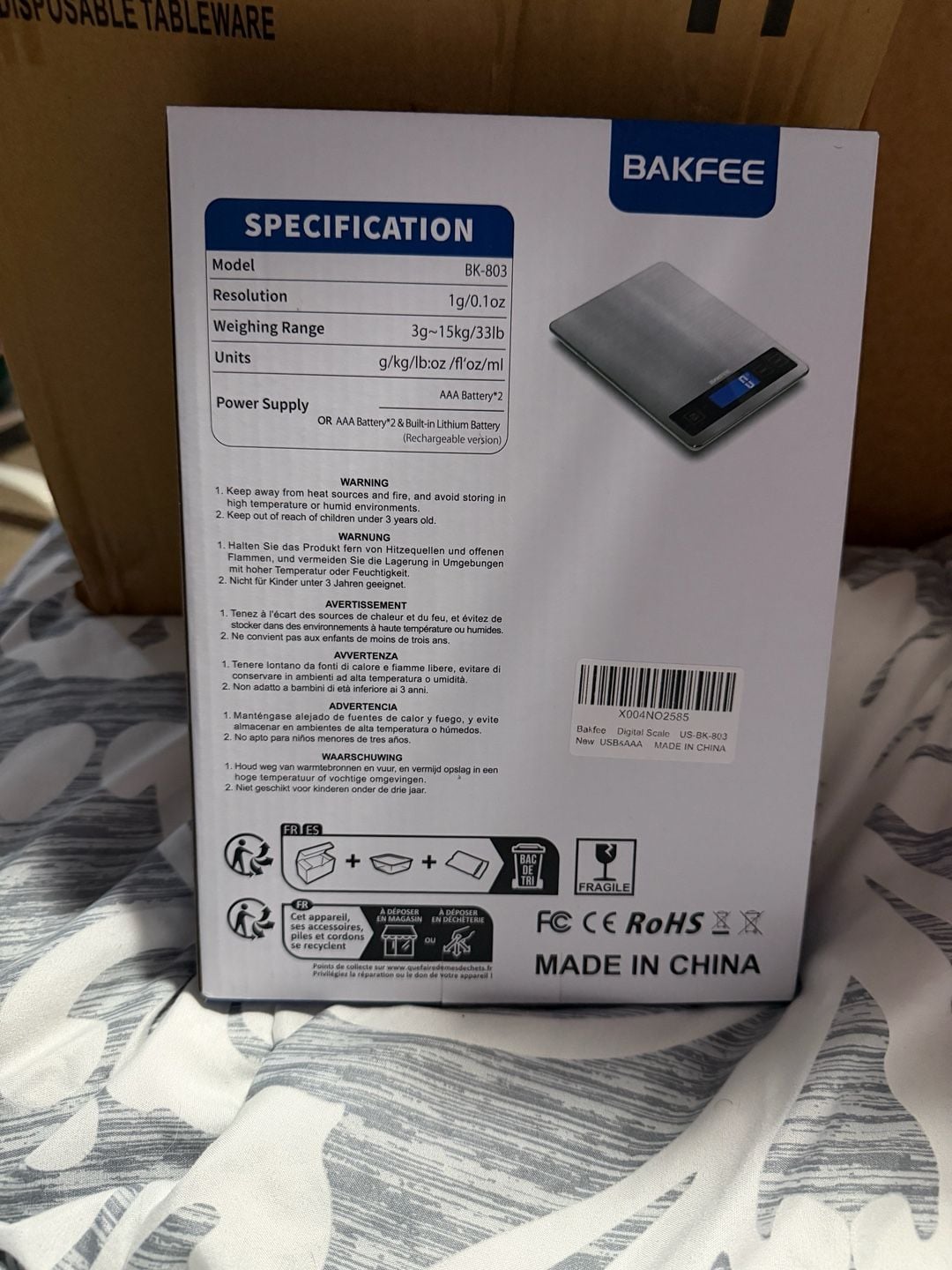 Bakfee Digital Kitchen Scale 33LB/15KG Model BK-803 2