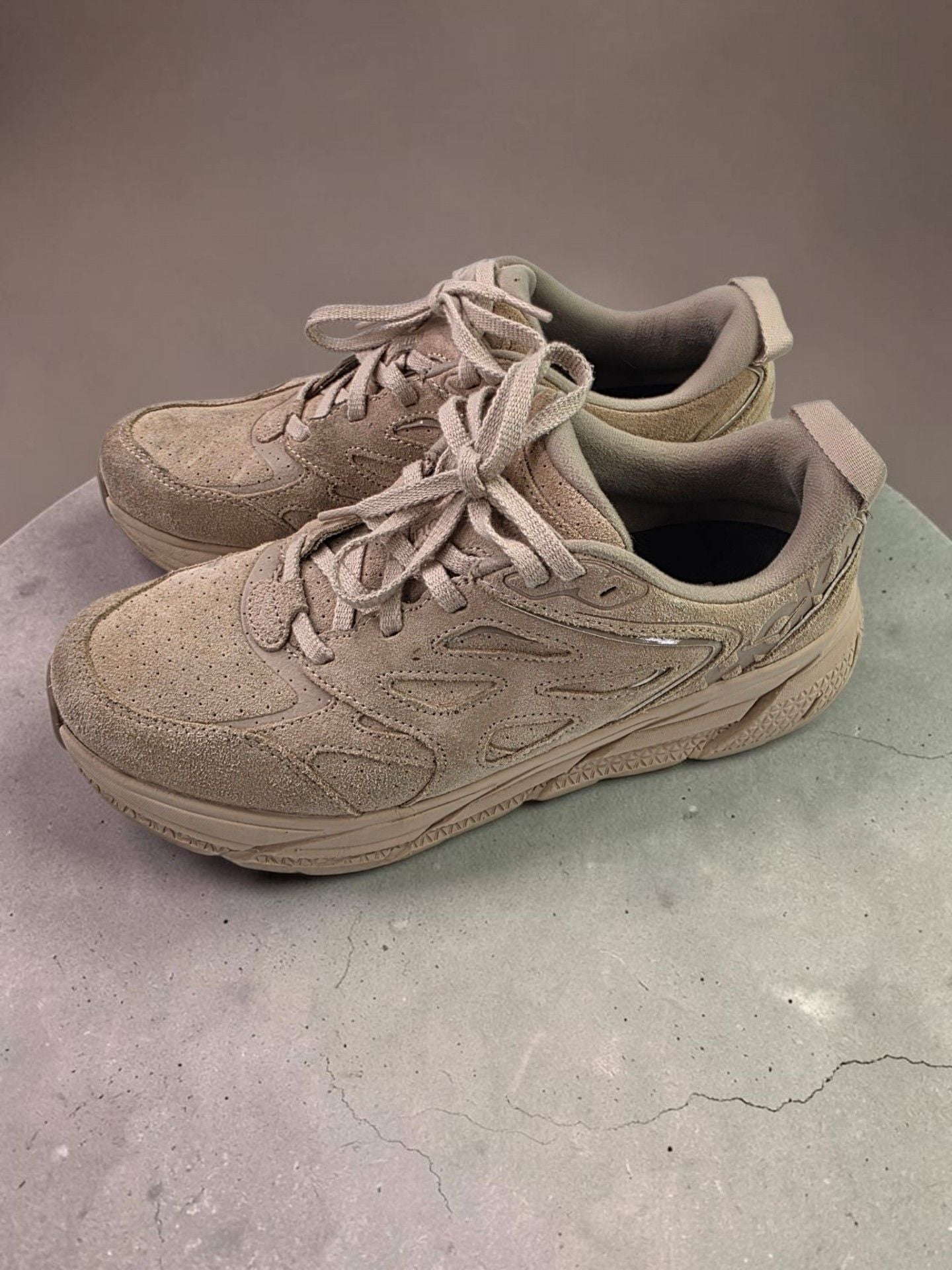 HOKA Clifton L Suede Shifting Sand Dune Sneakers 3