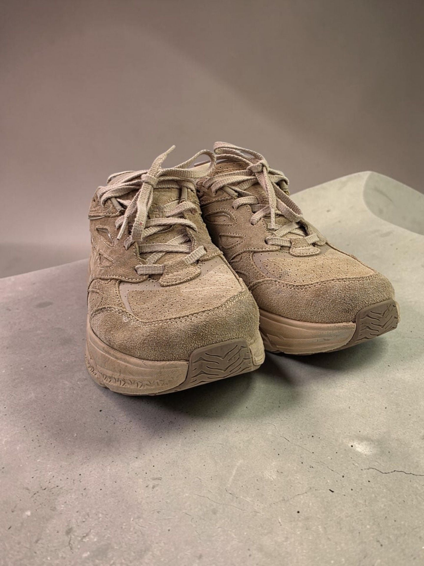 HOKA Clifton L Suede Shifting Sand Dune Sneakers 5