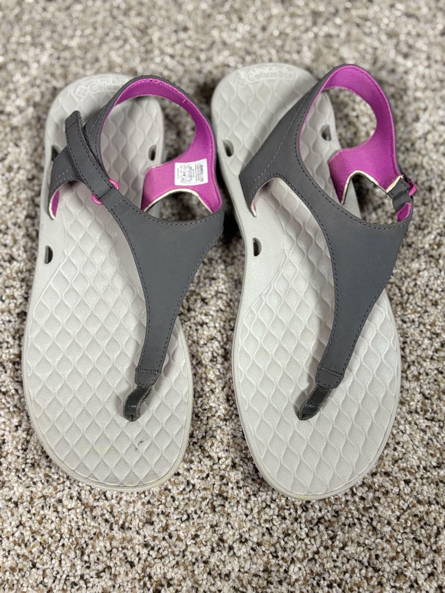Columbia Women's Sunbreeze Vent Flip T PFG Gray Pink Ankle Strap Sandals Size 10 2