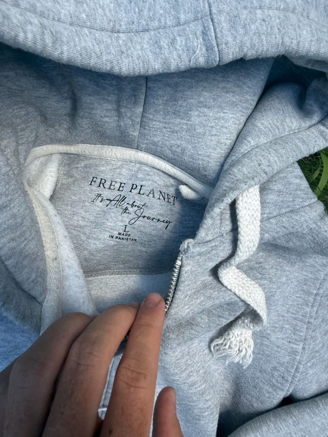 Free Planet Gray Full Zip Hoodie With Thick Drawstrings Size L 4