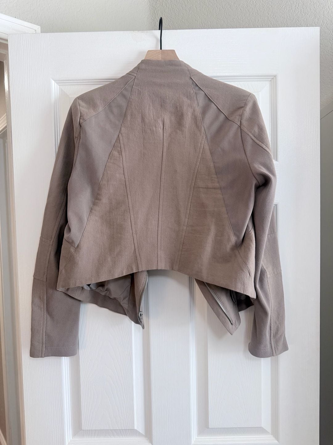 BlankNYC Moto Style Jacket Taupe Cotton Blend Size M 3