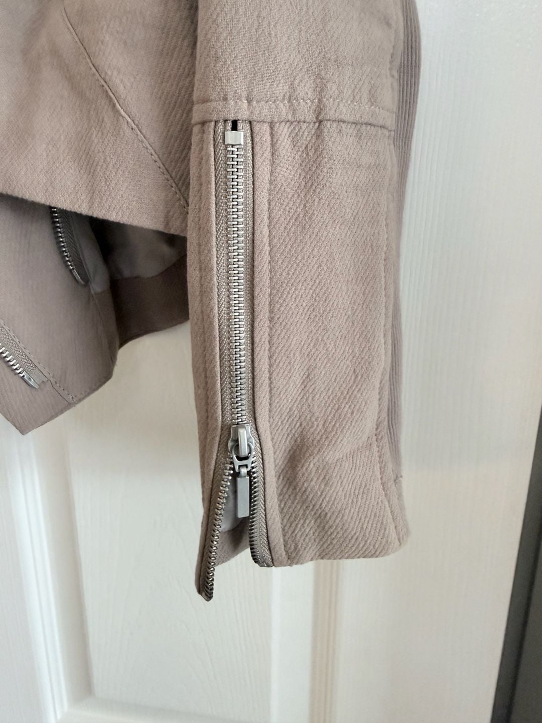BlankNYC Moto Style Jacket Taupe Cotton Blend Size M 4