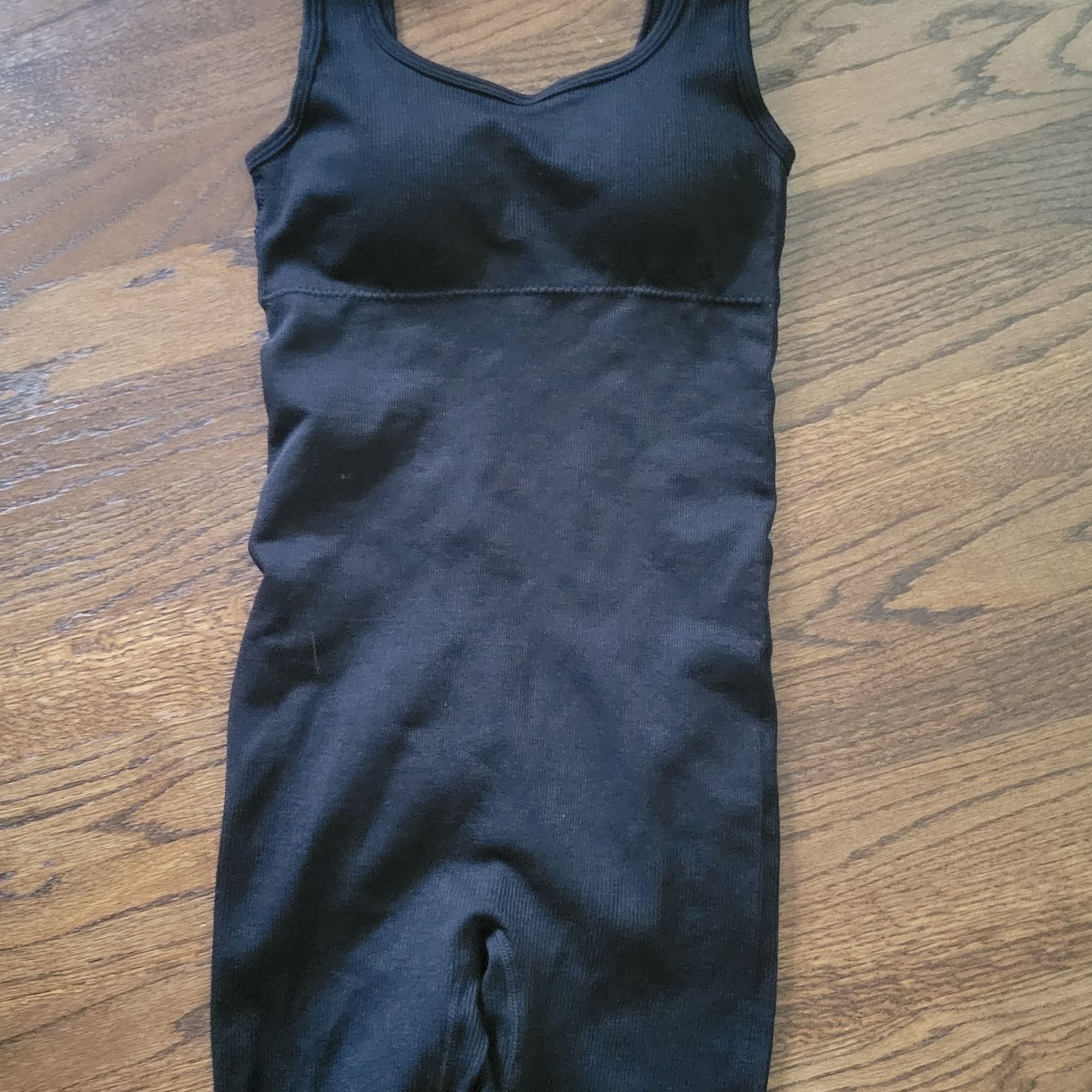 Black Seamless Ribbed Shapewear Bodysuit Romper with Built-In Bra,Small,NWOT 1