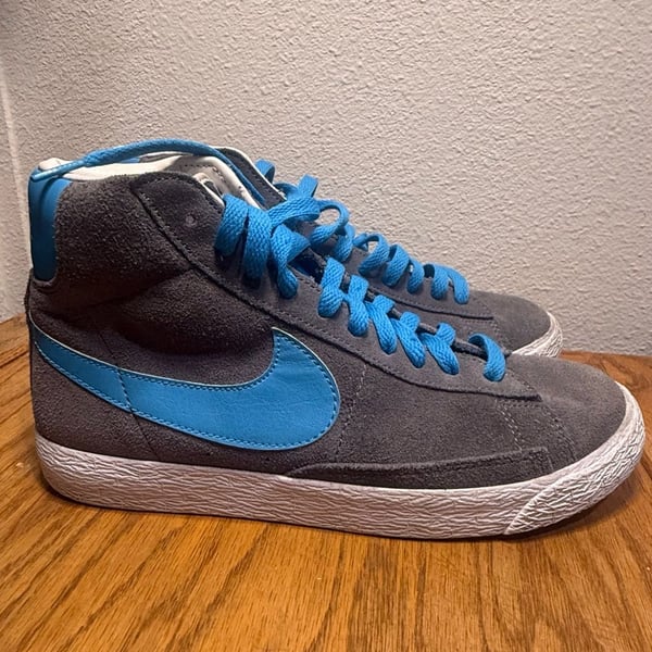 Nike Blazer Mid Vintage GS Suede Sneakers Grey Photo Blue
