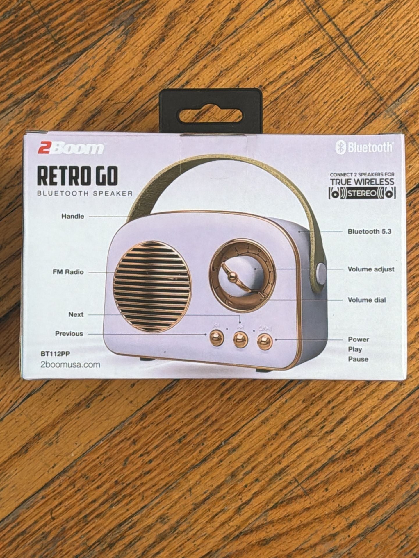 2Boom Retro Go Bluetooth Speaker BT112PP Purple 2