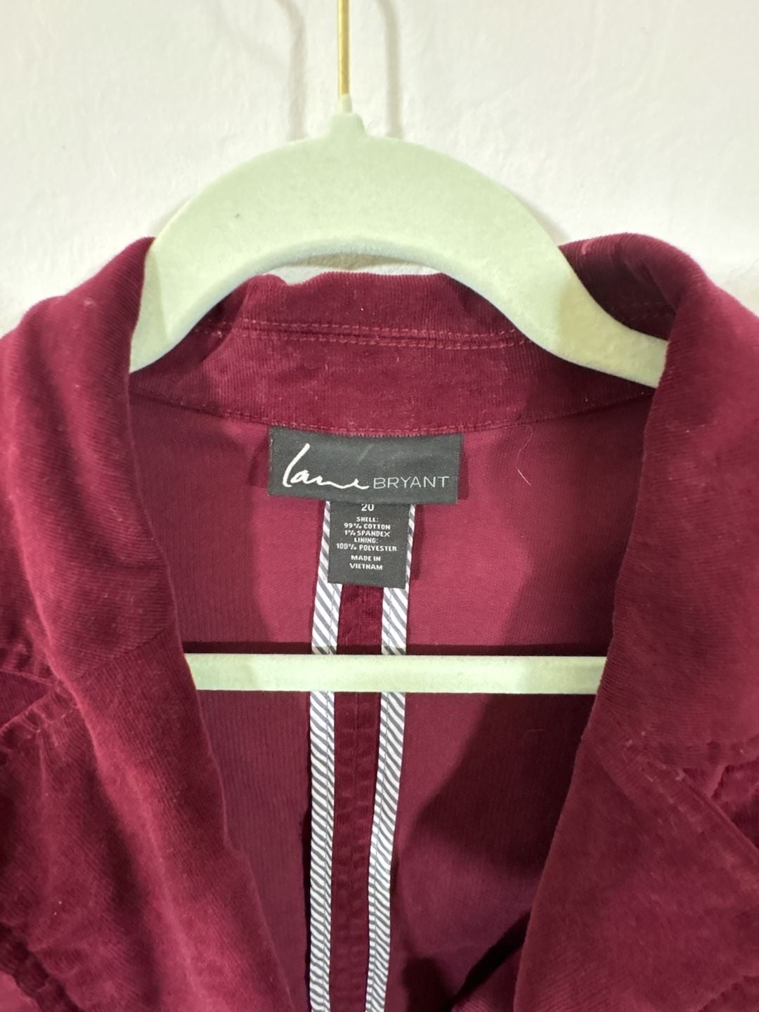 Lane Bryant Women's Maroon Corduroy Blazer Jacket Size 20 4