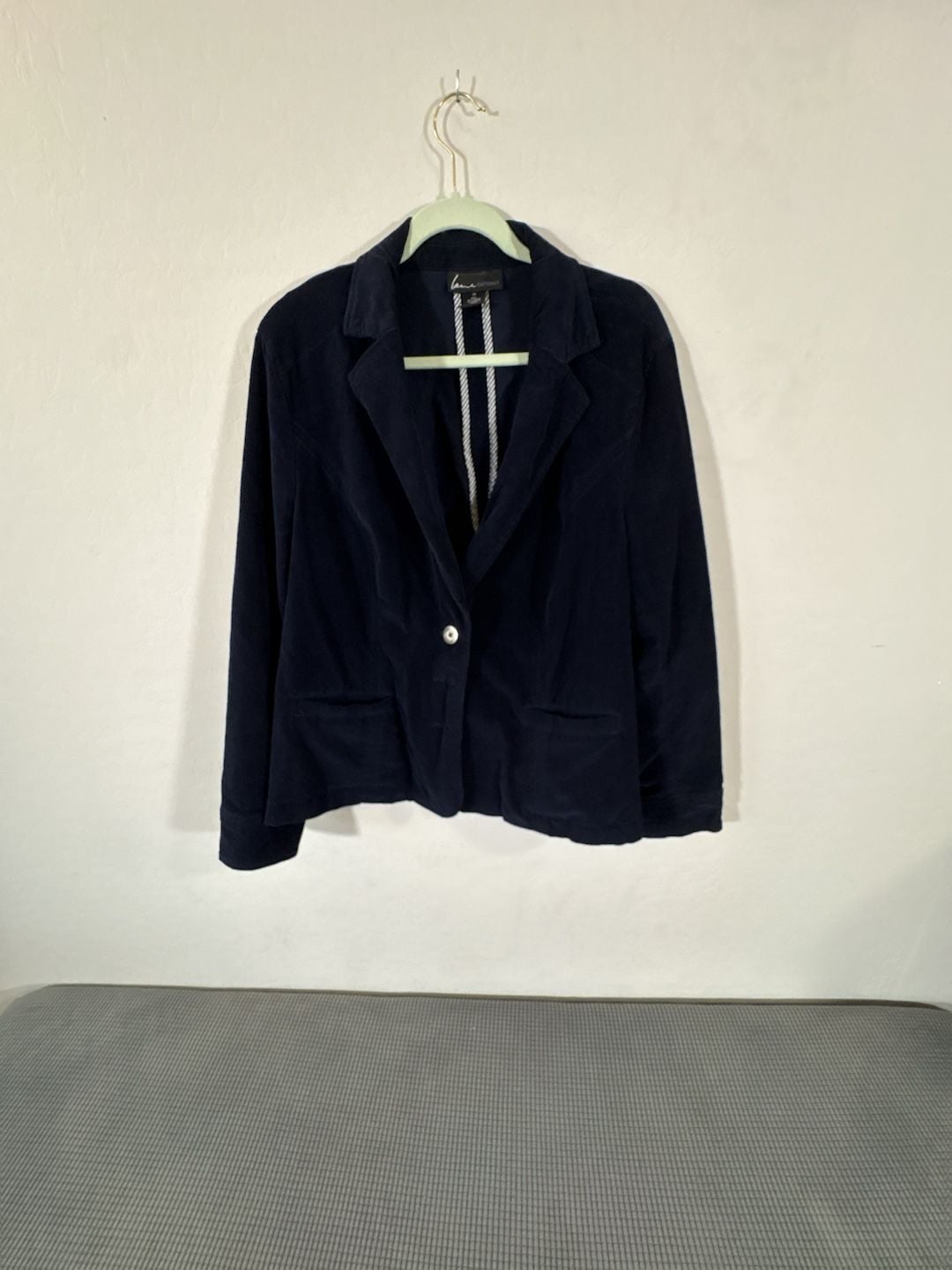 Lane Bryant Navy Blue Corduroy Single Button Blazer Size 20 2