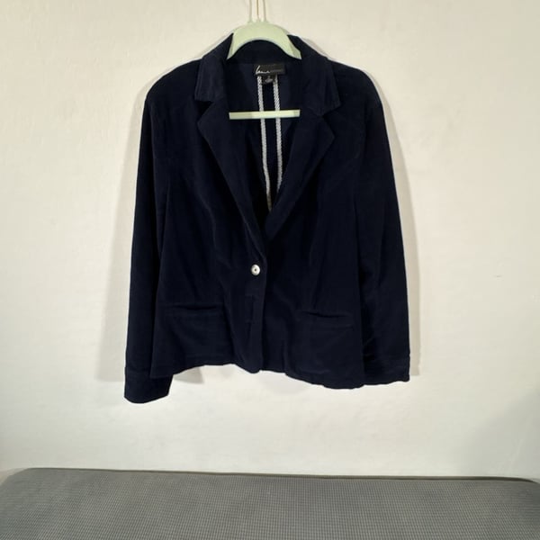 Lane Bryant Navy Blue Corduroy Single Button Blazer Size 20