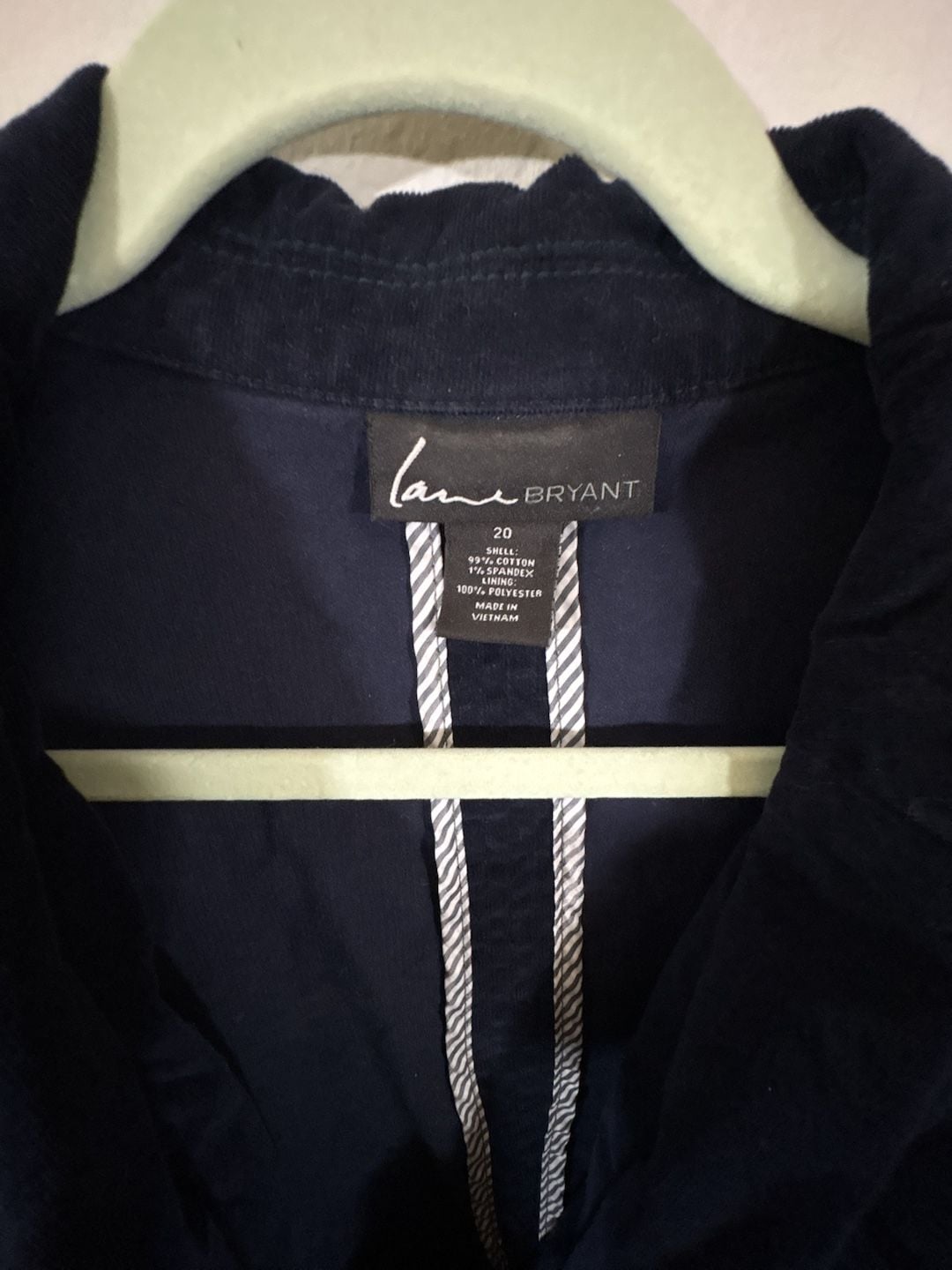 Lane Bryant Navy Blue Corduroy Single Button Blazer Size 20 4