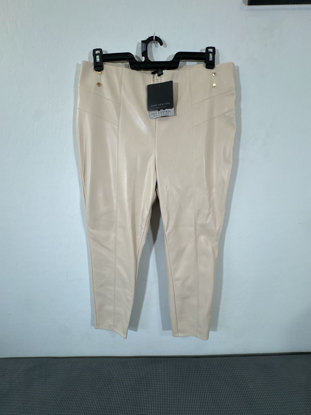 Marc New York Andrew Marc Full Control Waistband Faux Leather Pants Latte XL 2