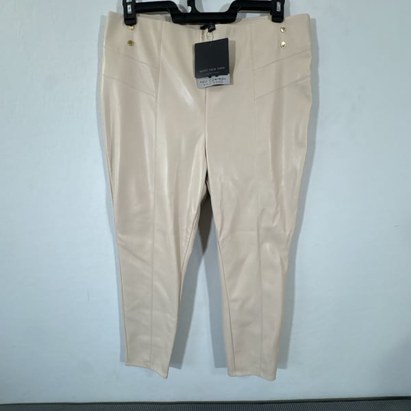 Marc New York Andrew Marc Full Control Waistband Faux Leather Pants Latte XL
