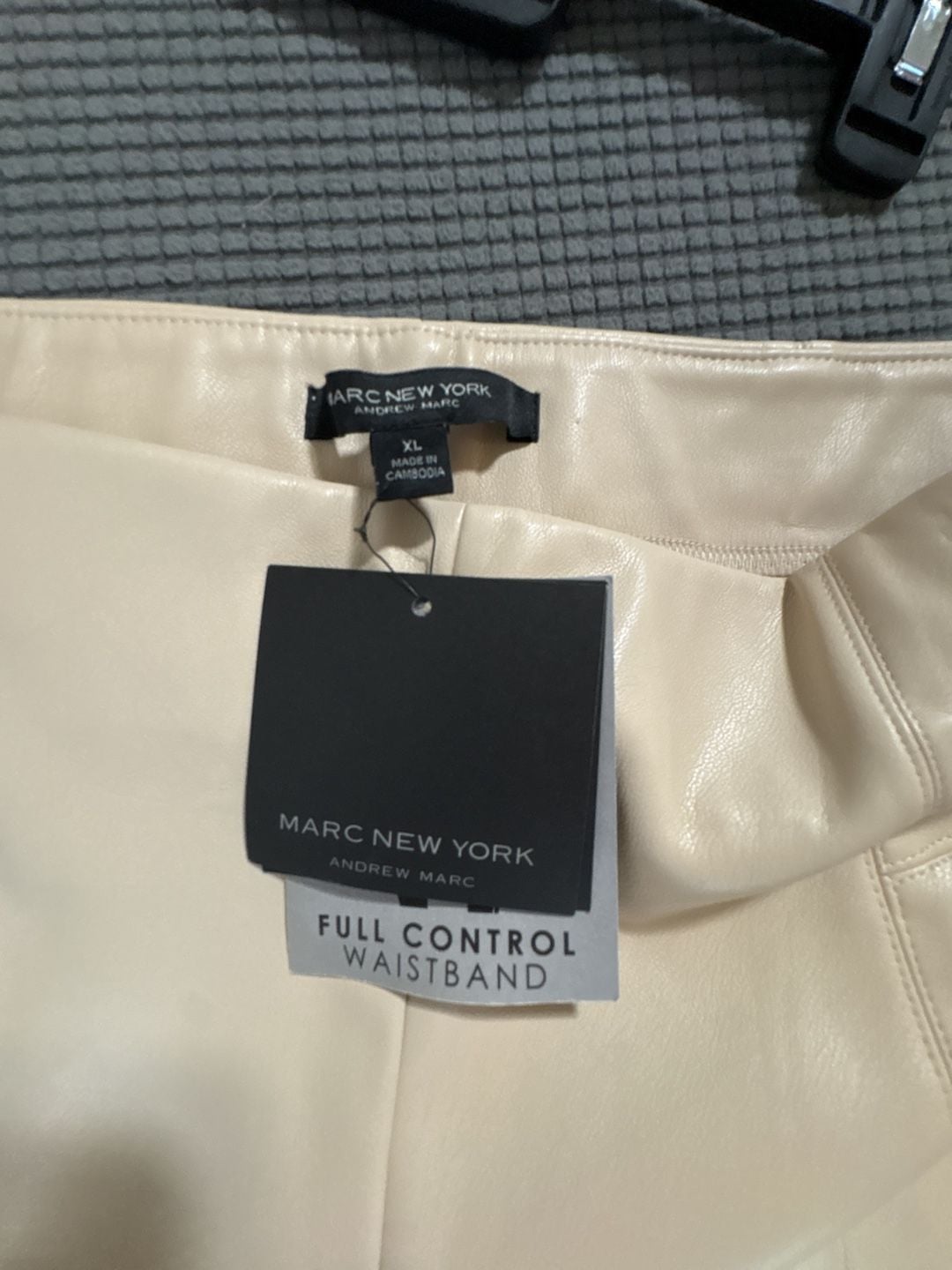 Marc New York Andrew Marc Full Control Waistband Faux Leather Pants Latte XL 4