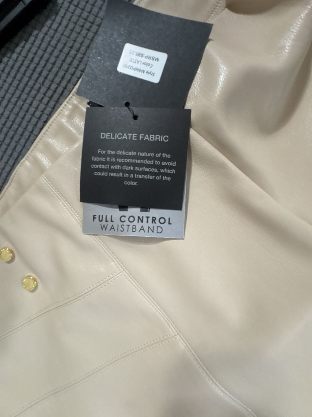 Marc New York Andrew Marc Full Control Waistband Faux Leather Pants Latte XL 6