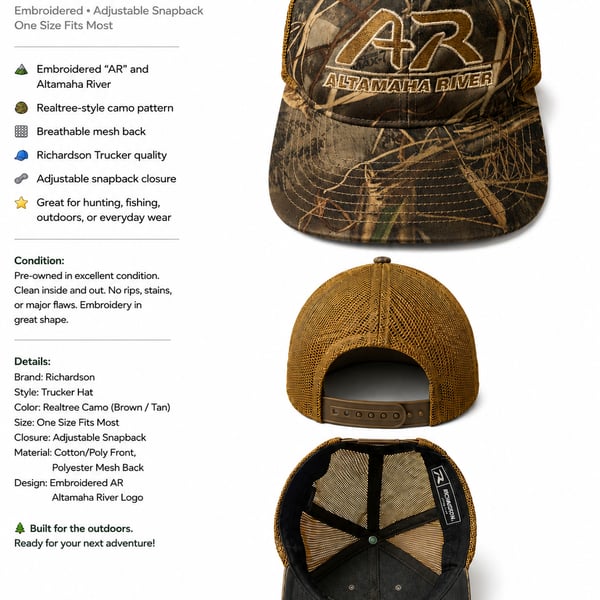 Altamaha River Richardson Camo Trucker Snapback Hat