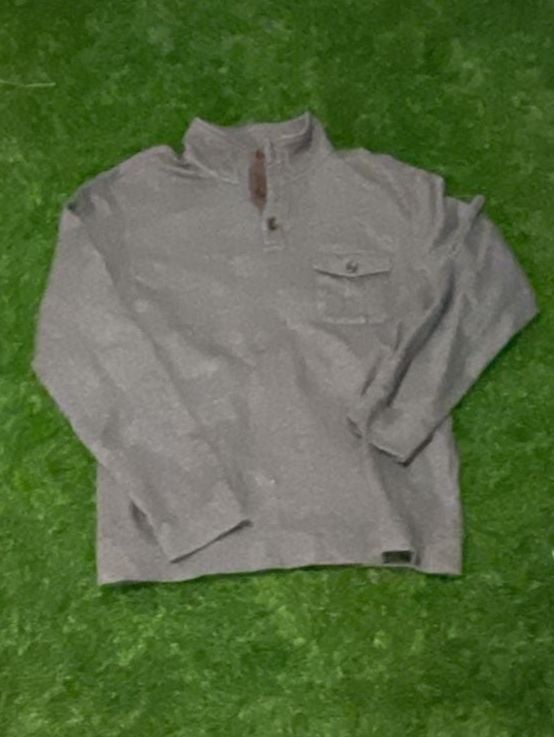 Banana Republic Gray Long Sleeve Mock Neck Snap Button Pullover Sweater with Chest Pocket 2