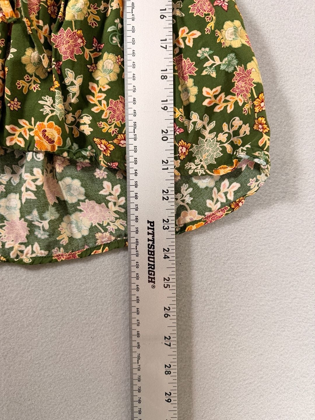 LOFT Green Floral Faux Wrap Peplum Blouse with Tie Waist Size S 4