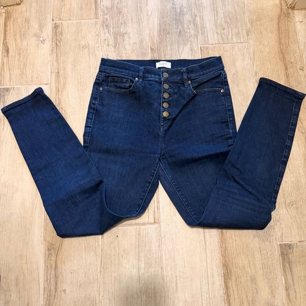 LOFT Outlet Button-Front Skinny Jeans Dark Wash Size 6