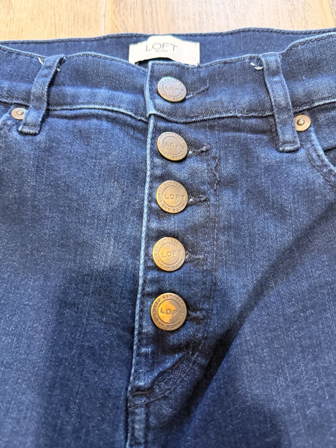 LOFT Outlet Button-Front Skinny Jeans Dark Wash Size 6 3