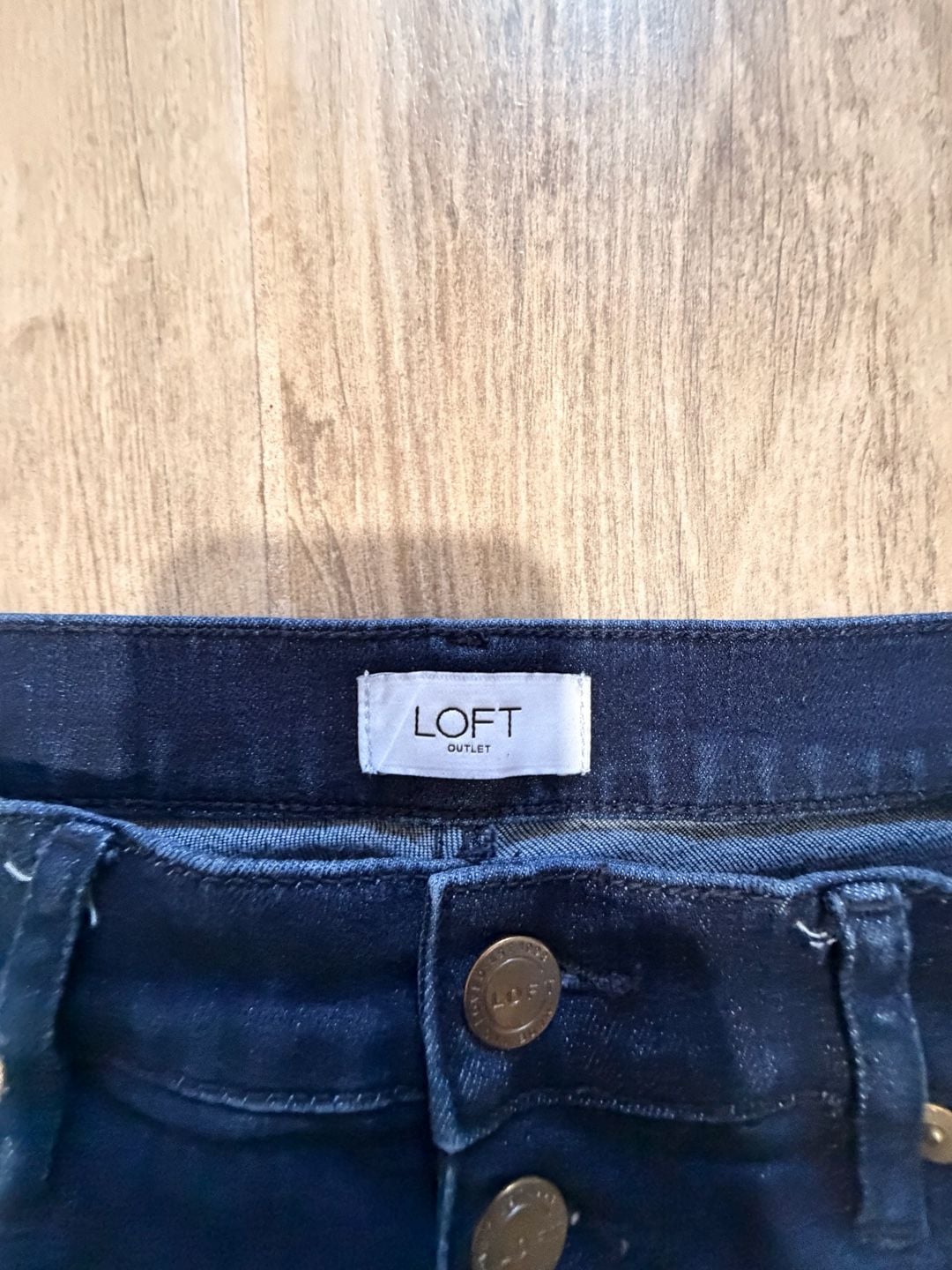 LOFT Outlet Button-Front Skinny Jeans Dark Wash Size 6 4