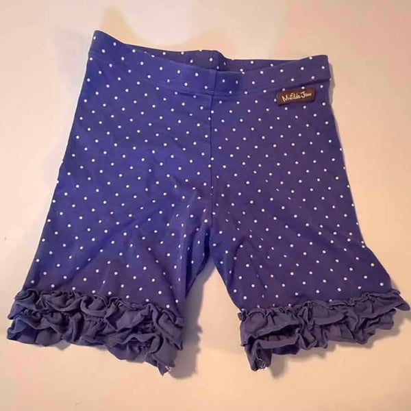 Matilda Jane Girls Blue Polka Dot Ruffle Shorties Size 10